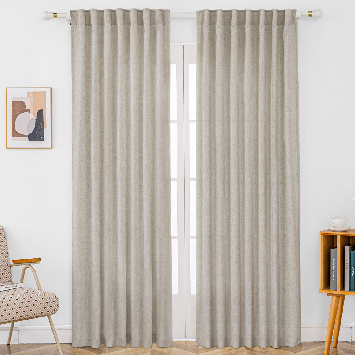 Delphine Semi-Sheer Linen Blend Curtains, Set of 2