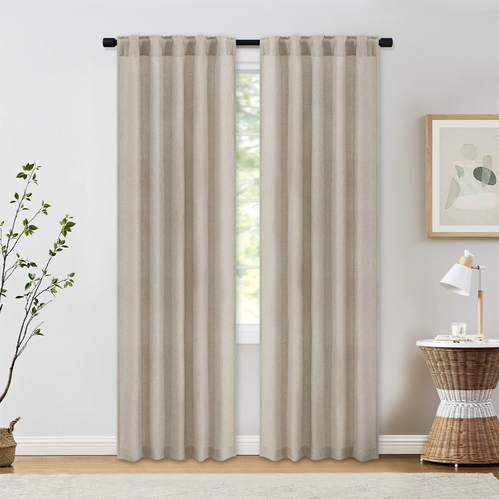 Delphine Semi-Sheer Linen Blend Curtains, Set of 2