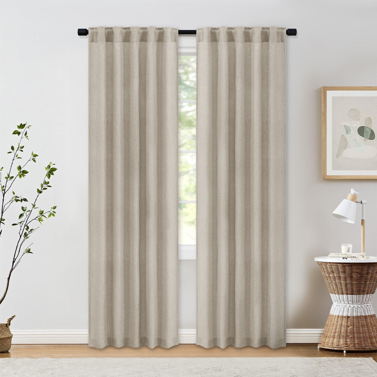 Delphine Semi-Sheer Linen Blend Curtains, Set of 2