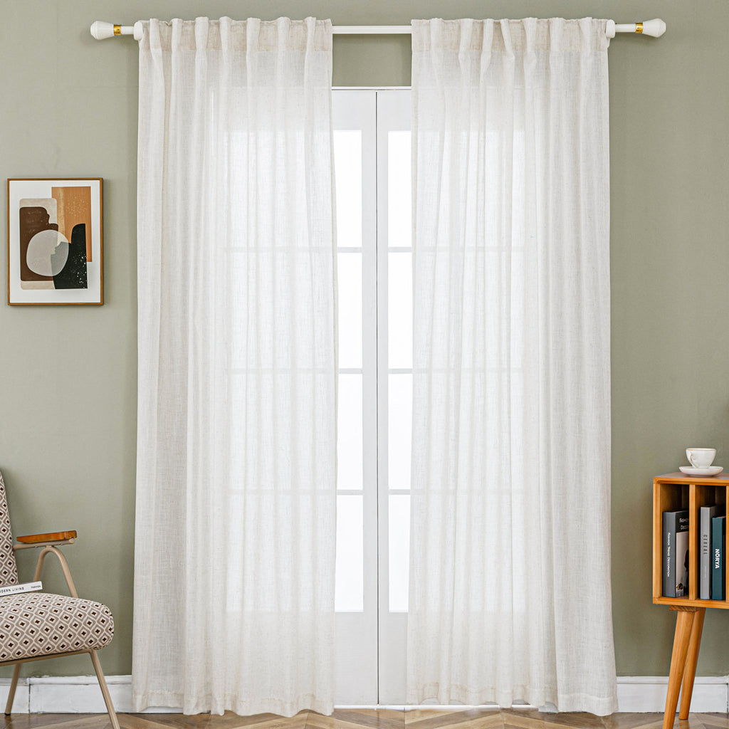 Delphine Semi-Sheer Linen Blend Curtains, Set of 2