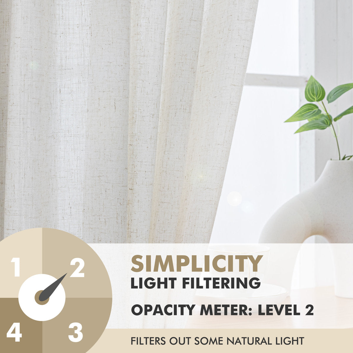 Delphine Semi-Sheer Linen Blend Curtains, Set of 2