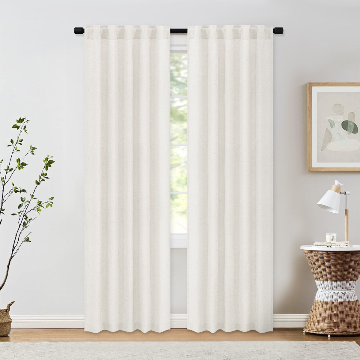 Delphine Semi-Sheer Linen Blend Curtains, Set of 2