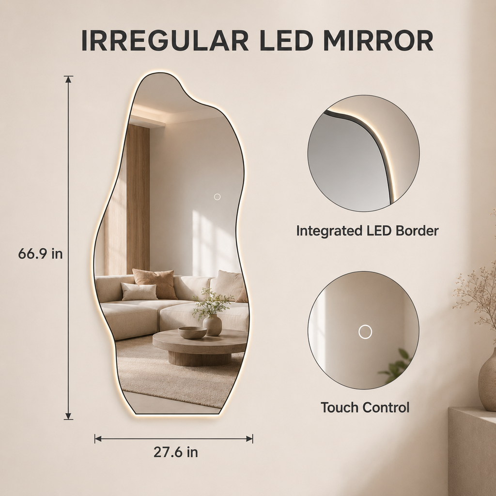 Asymmetrical Full-Length LED Wall Mirror