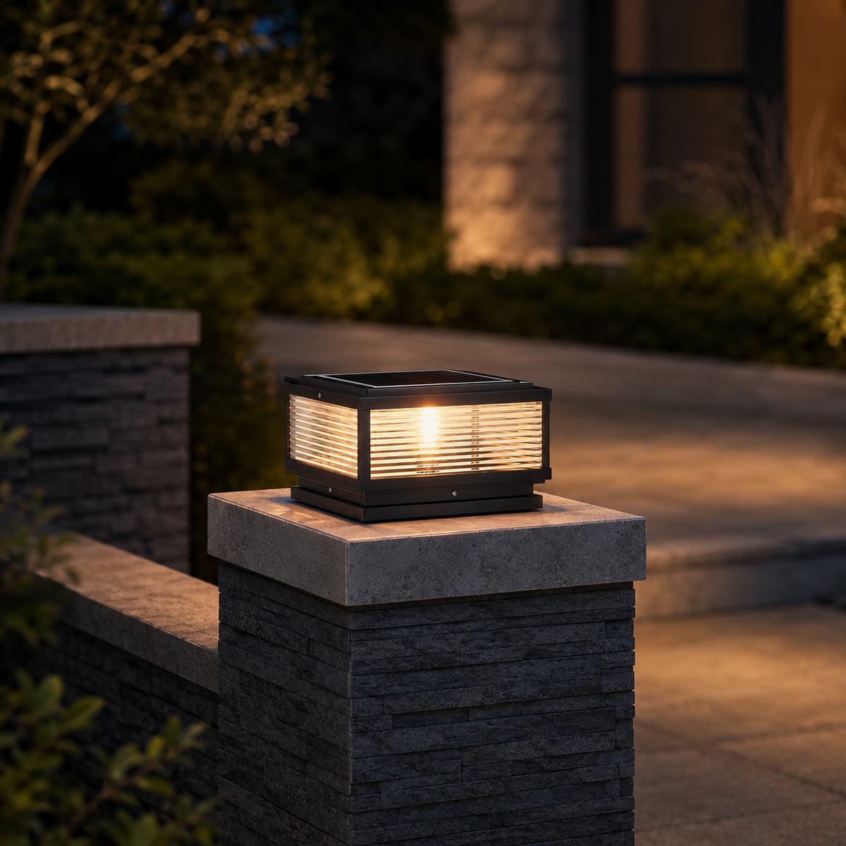 Ribbed Glass Outdoor Pillar Light