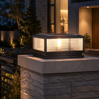 Ribbed Glass Outdoor Pillar Light