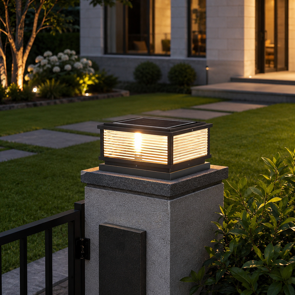Ribbed Glass Outdoor Pillar Light