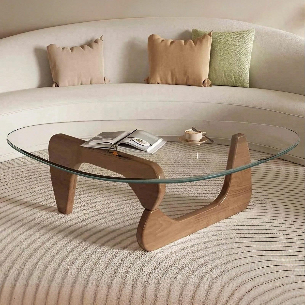 Sculpt Oak Glass Top Coffee Table