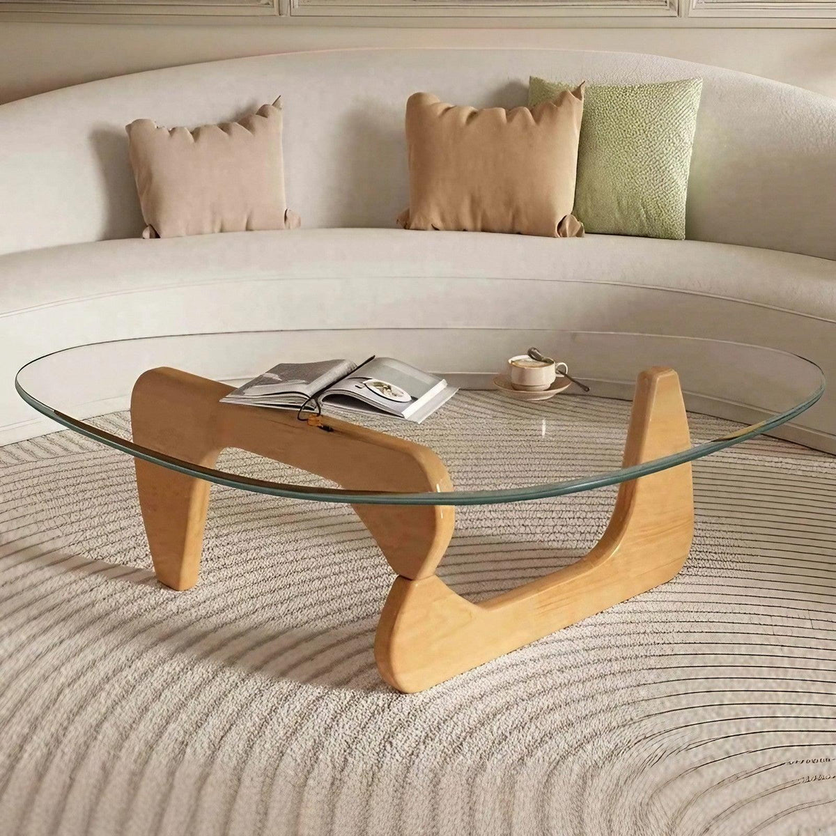Sculpt Oak Glass Top Coffee Table