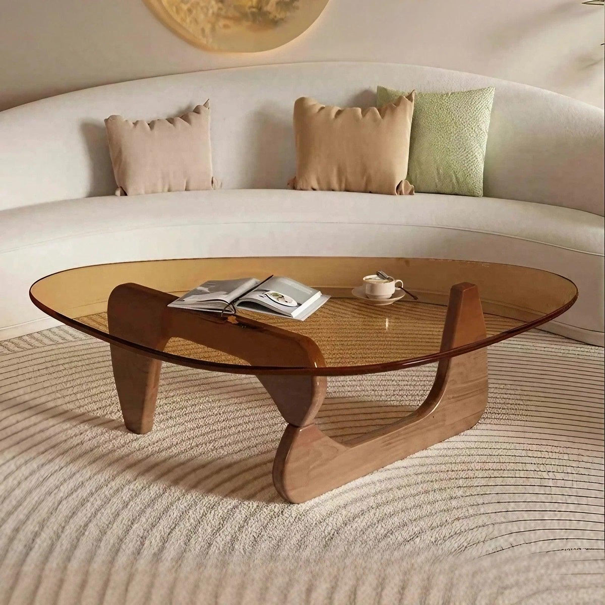 Sculpt Oak Glass Top Coffee Table
