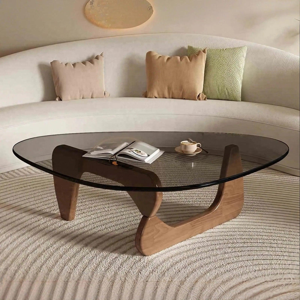 Sculpt Oak Glass Top Coffee Table