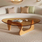 Sculpt Oak Glass Top Coffee Table