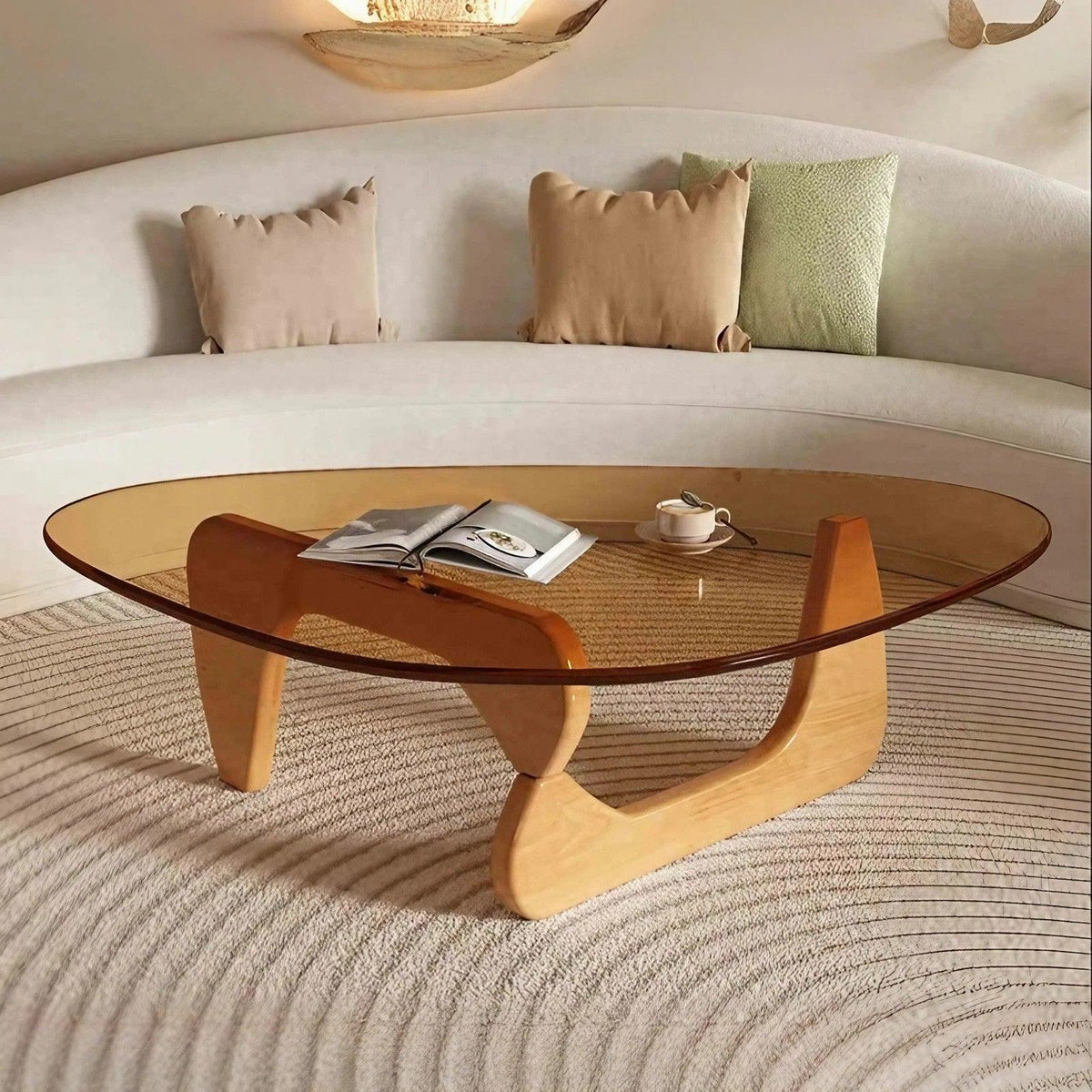 Sculpt Oak Glass Top Coffee Table