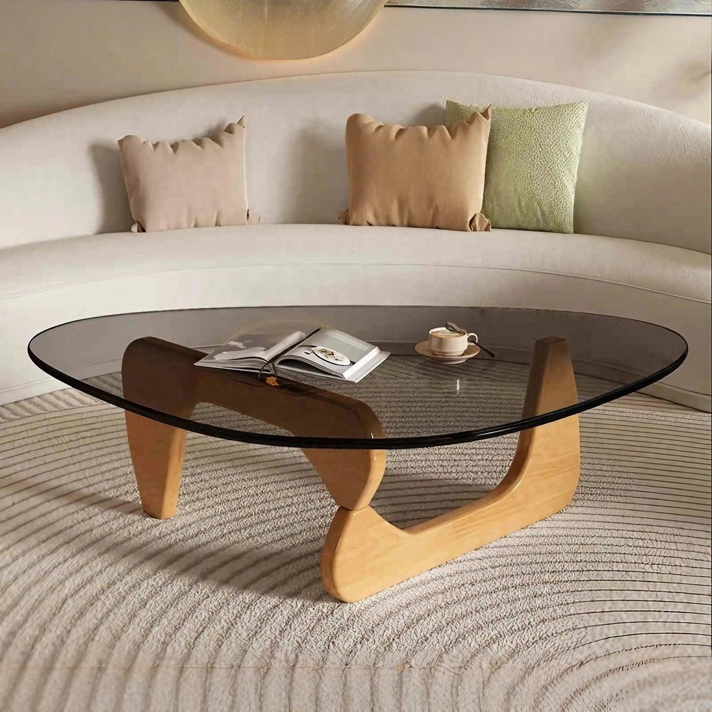 Sculpt Oak Glass Top Coffee Table