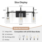 3-Light Vanity Light Fixture, Modern Bathroom Wall Sconce with Clear Glass Shades