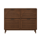 Fluted 32-Pair Shoe Storage Cabinet with 4 Flip Drawers