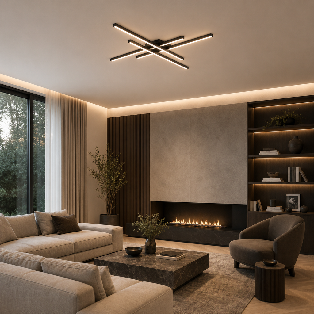 Modern Geometric Linear LED Flush Mount Ceiling Light