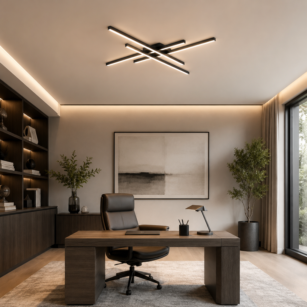 Modern Geometric Linear LED Flush Mount Ceiling Light