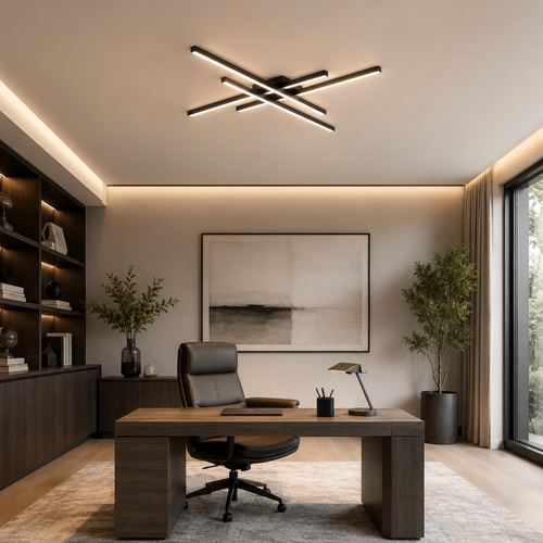 Modern Geometric Linear LED Flush Mount Ceiling Light