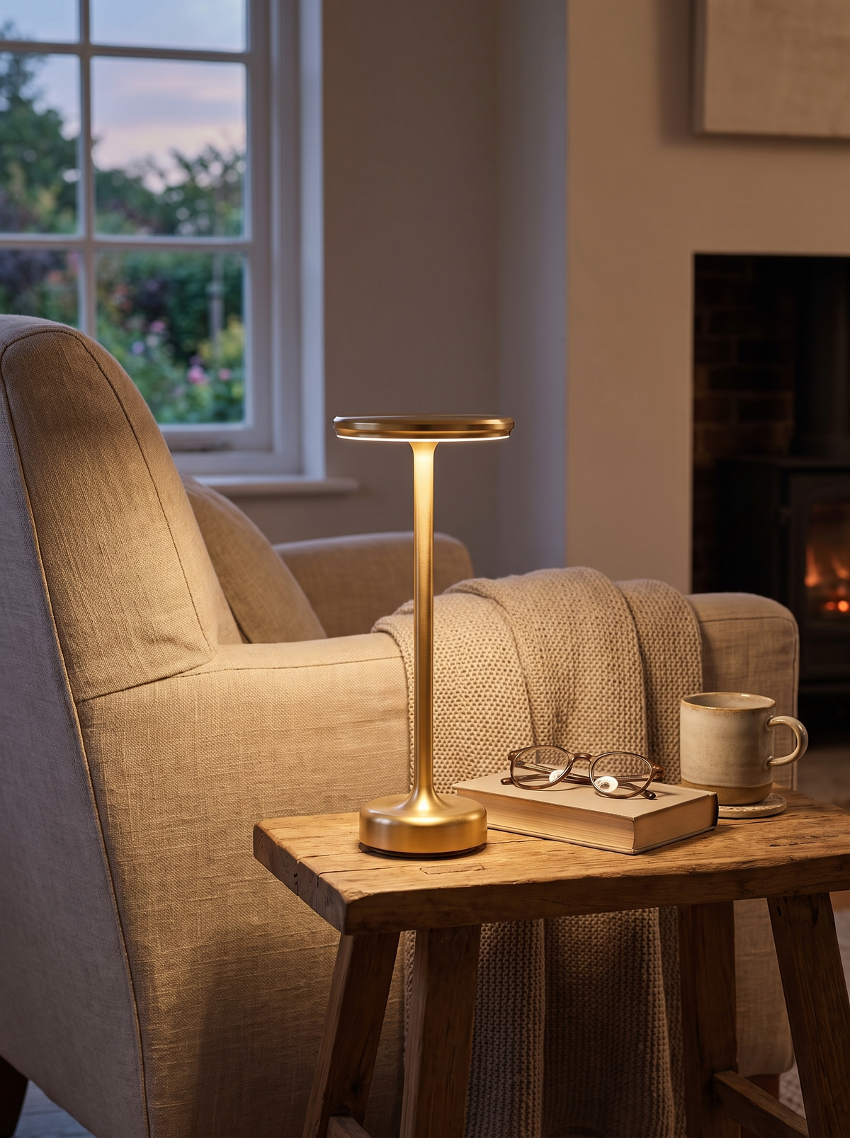 Solara Table Lamp reading chair lifestyle