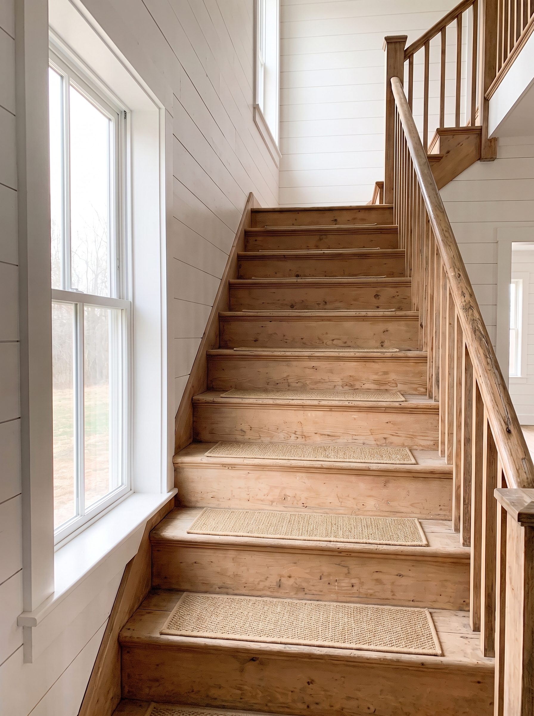 Woven Stair Treads Beige after with product