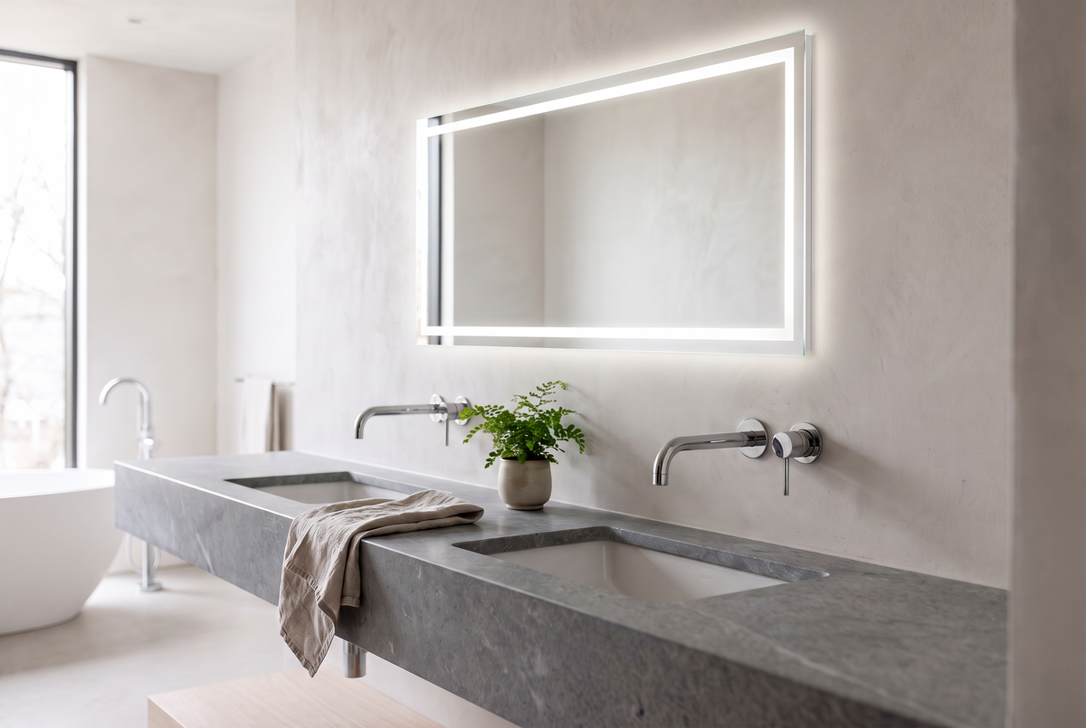 Polaris Oversized LED Mirror after with mirror