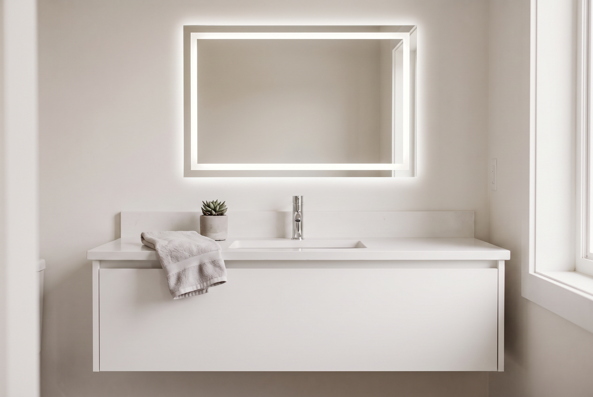 Polaris Rectangular LED Mirror after with mirror