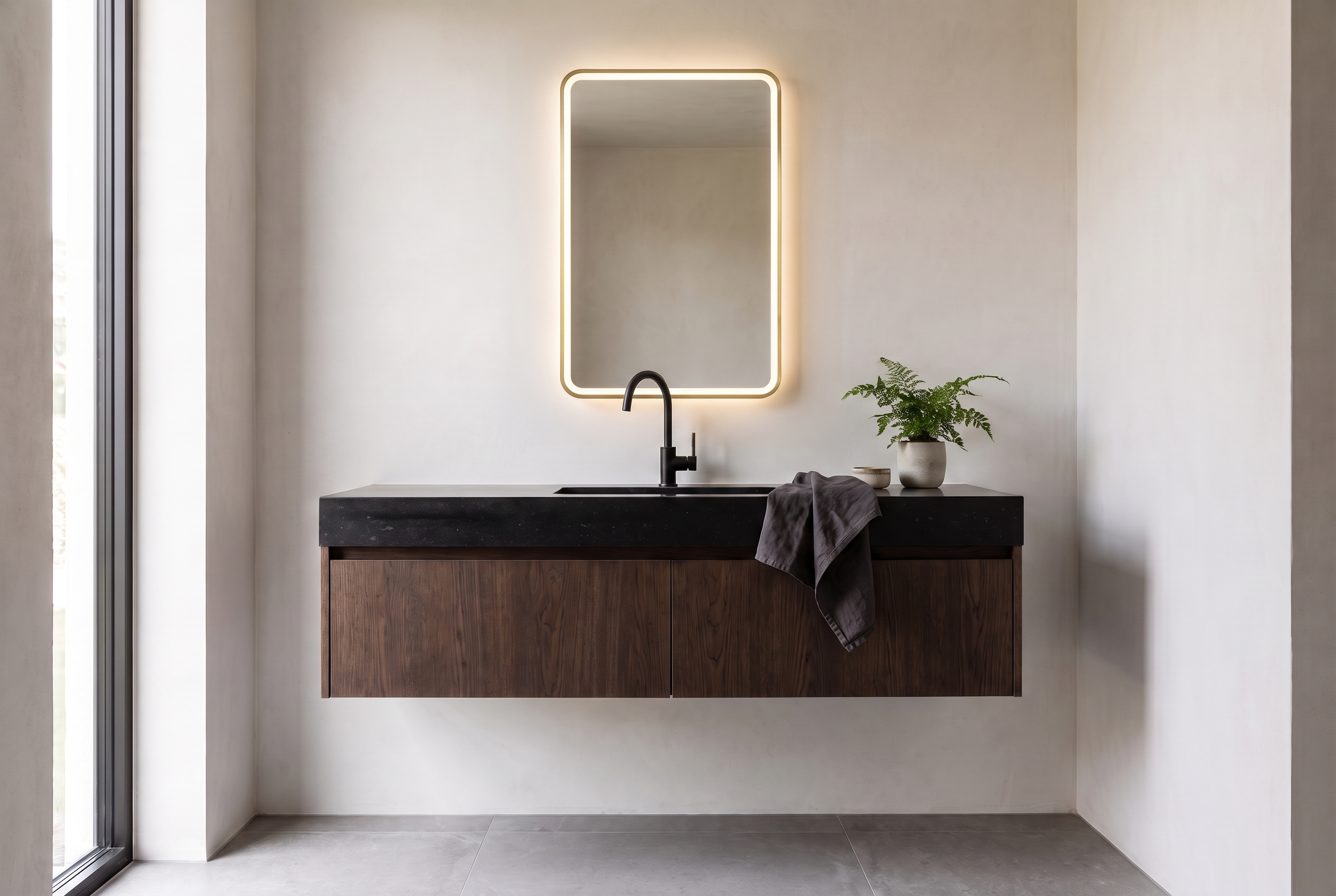 Helene Round LED Mirror after with mirror