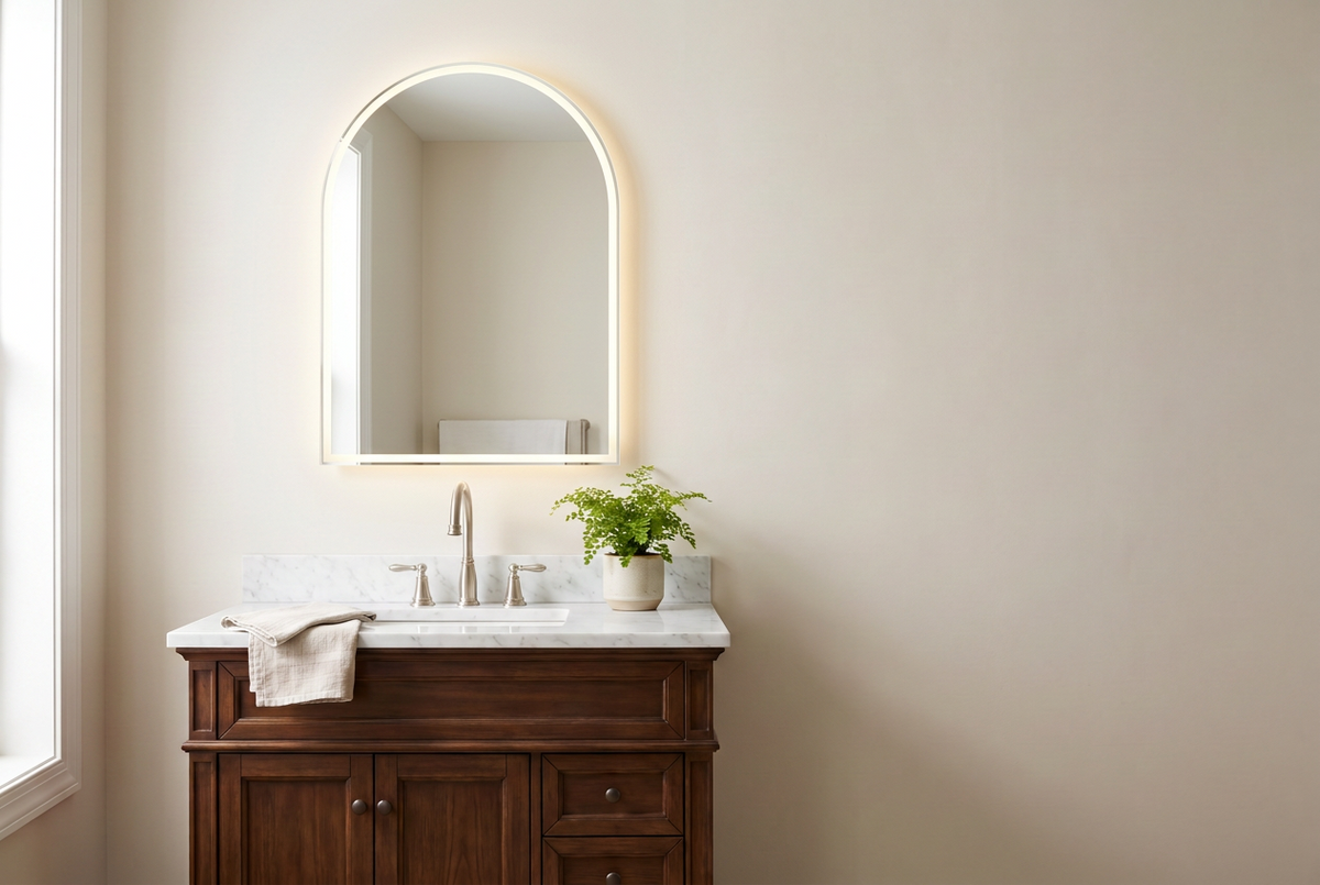 Kalyke Arched LED Mirror after with mirror