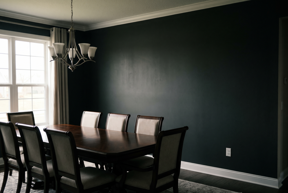 Aurelia Black & Gold Wall Art before, empty wall scene