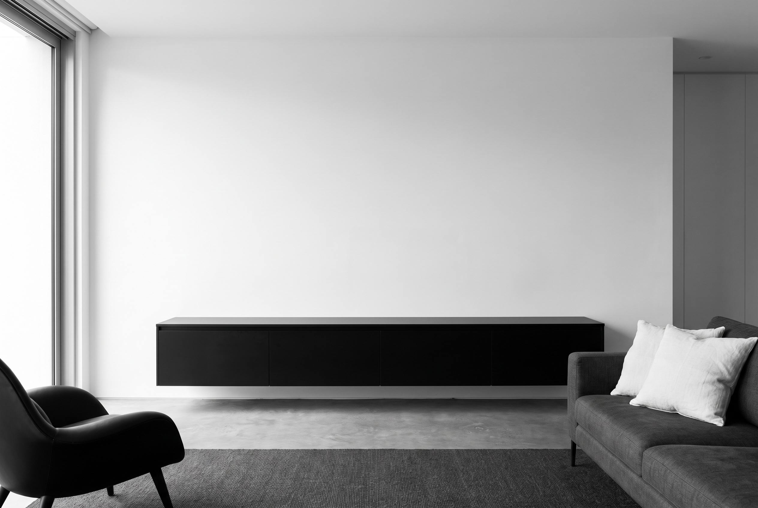 Basalt 3D Wall Art Trio before, empty wall scene