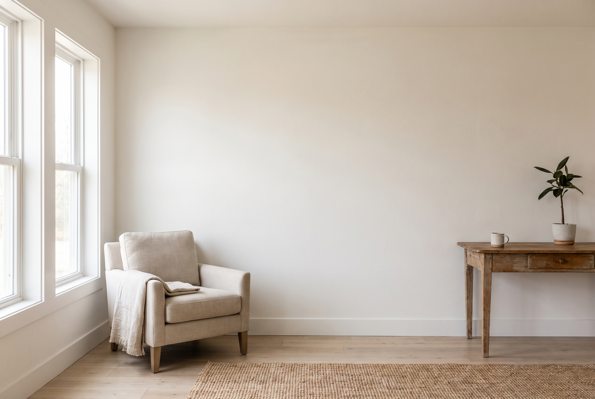 Fern Boho Botanical Canvas before, empty wall scene