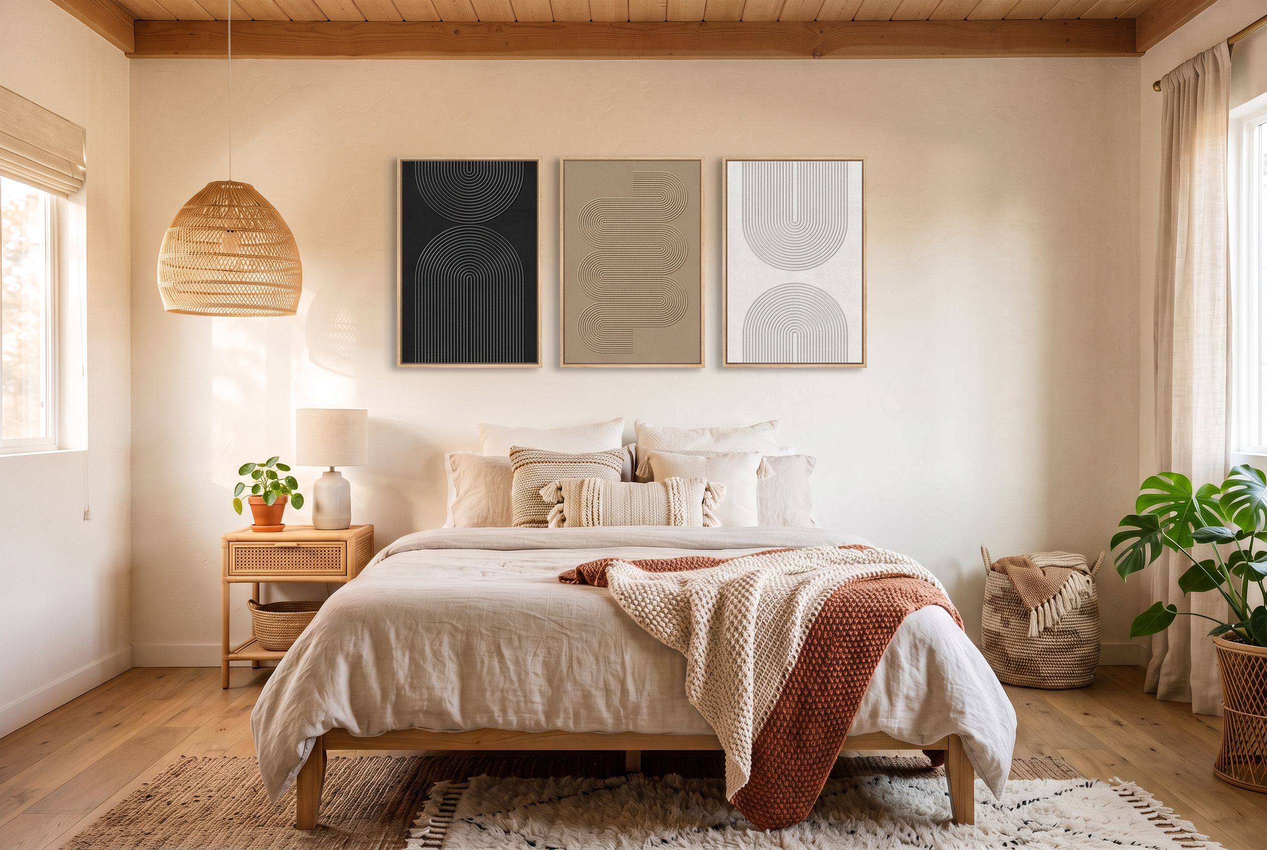 Boheme 3D Wall Art Trio after, wall art installed