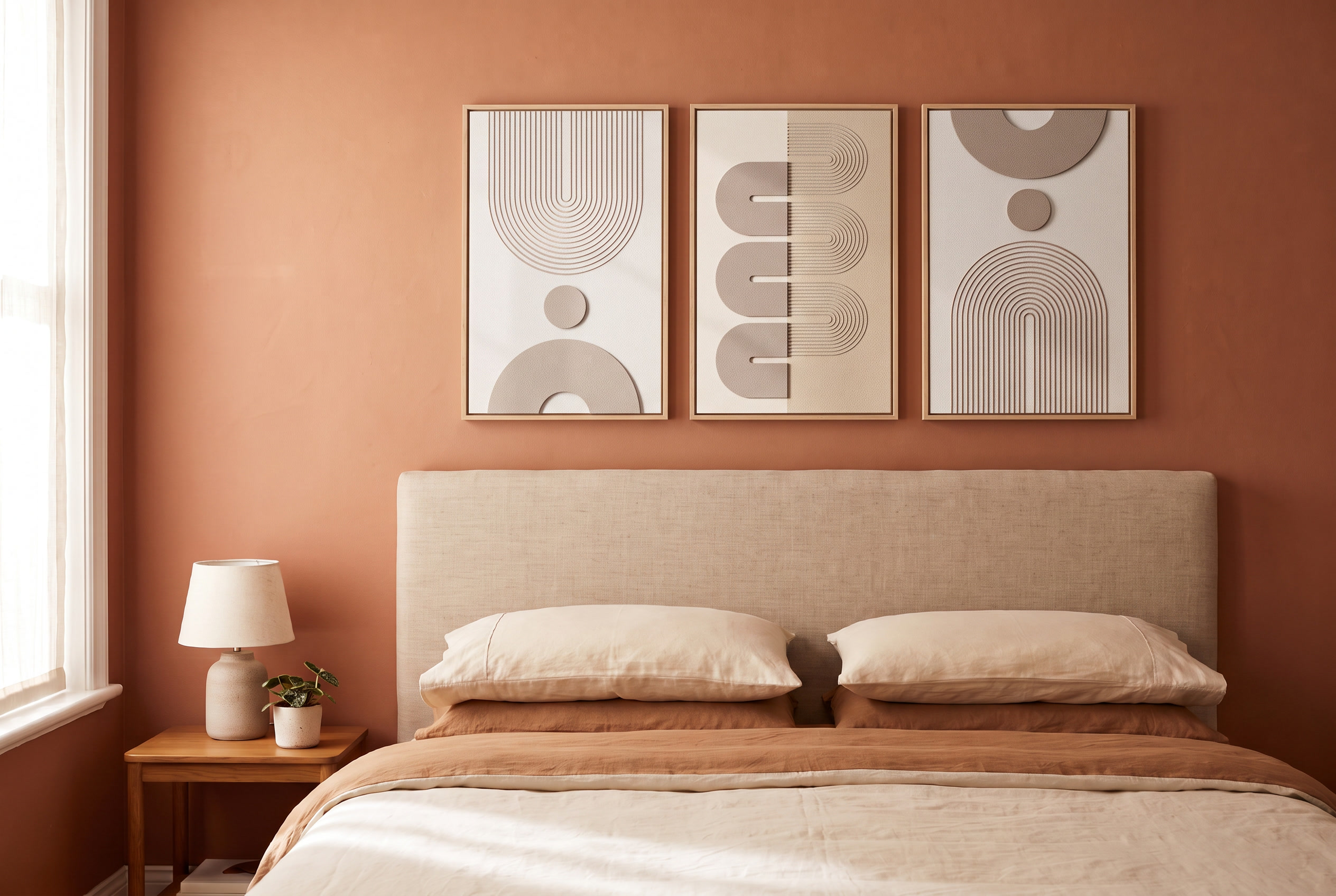 Sienna 3D Wall Art Trio after, wall art installed