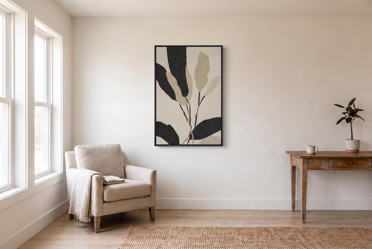 Fern Boho Botanical Canvas after, wall art installed
