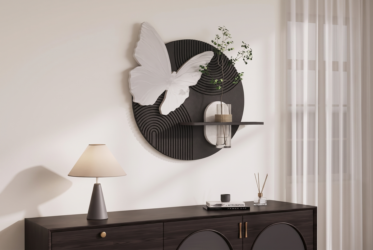 Monarch 3D Butterfly Wall Art after, wall art installed