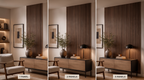 Comparison of 1, 2, and 3 Ravellora acoustic wood slat wall panels installed on a wall