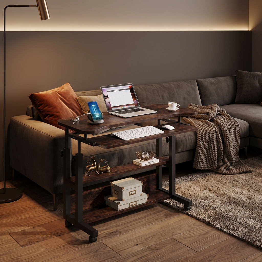 Adjustable Rolling Laptop Desk with Wireless Charging - ultra luxury lifestyle