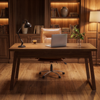55 inch Mid-Century Desk with Drawer, Solid Wood Legs - ultra luxury lifestyle