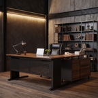 Industrial L-Shaped Desk with File Cabinet - ultra luxury lifestyle