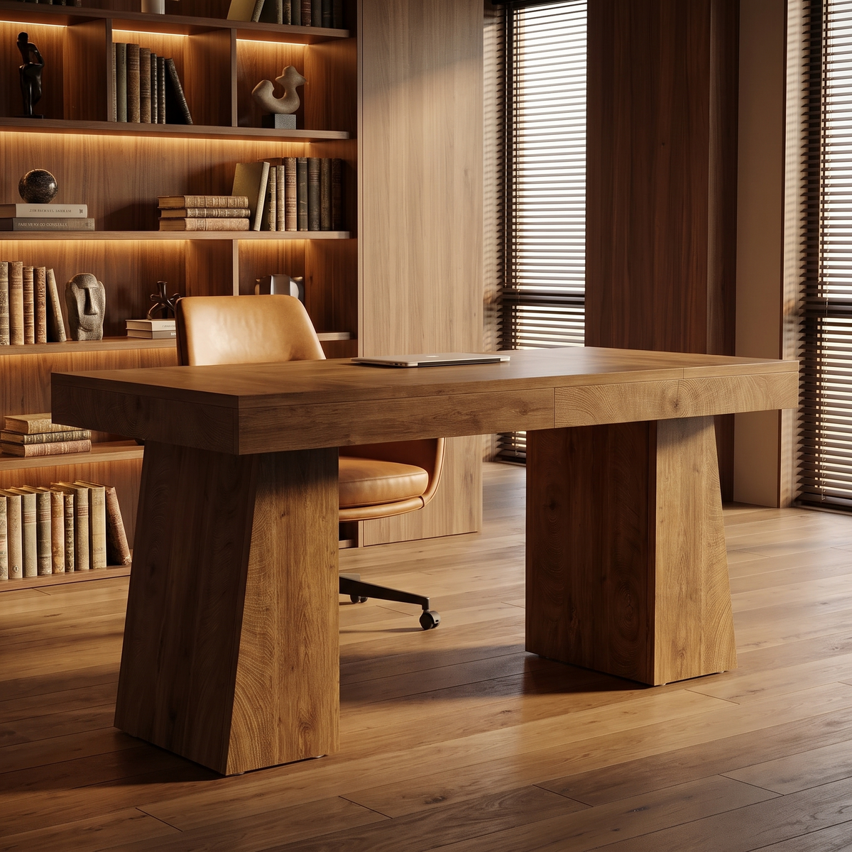 55 inch Mid-Century Executive Desk Workstation - ultra luxury lifestyle