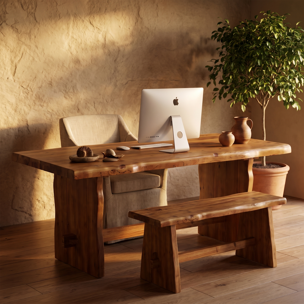 63 inch Live Edge Solid Wood Executive Desk - ultra luxury lifestyle