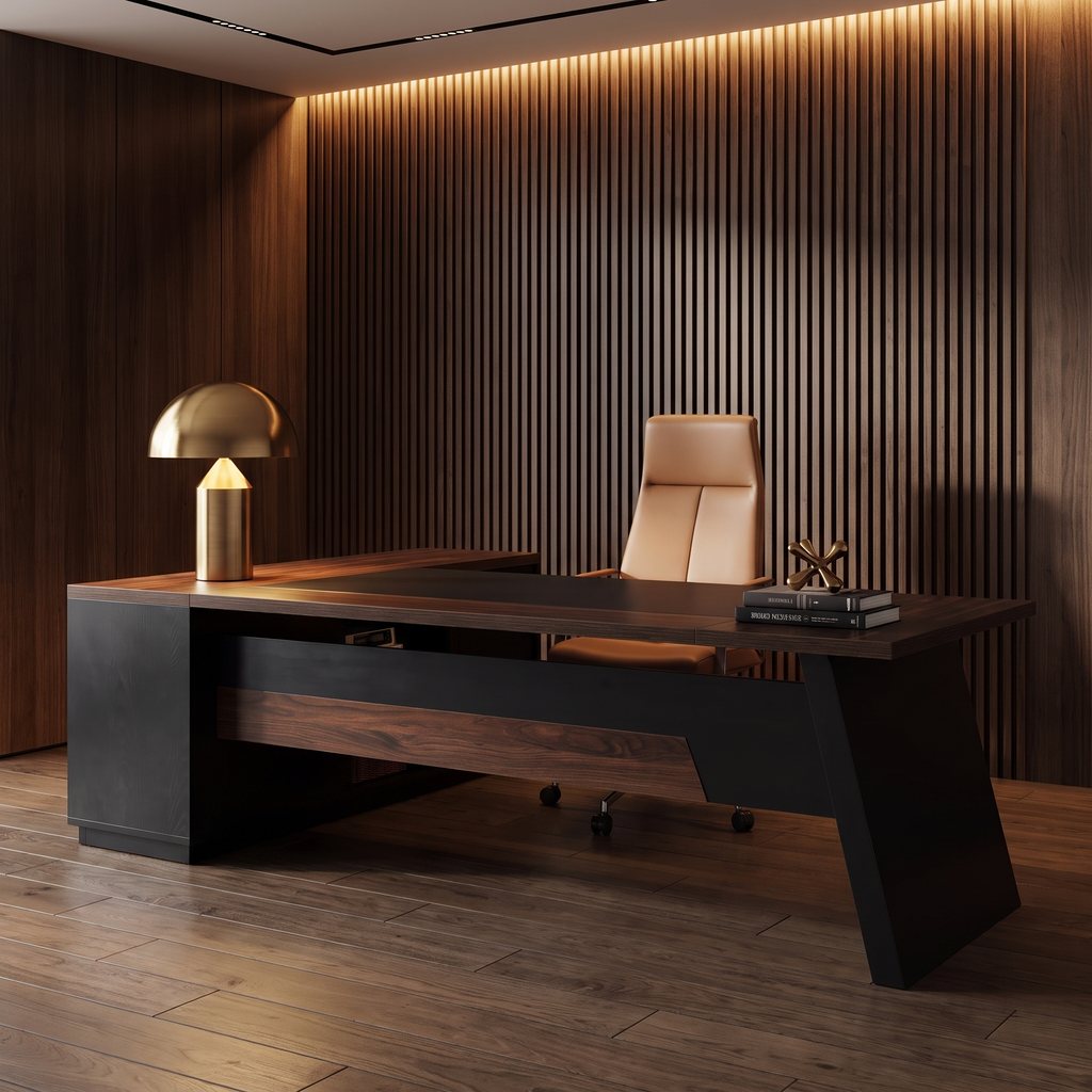 78 inch L-Shaped Executive Desk with File Cabinet - ultra luxury lifestyle