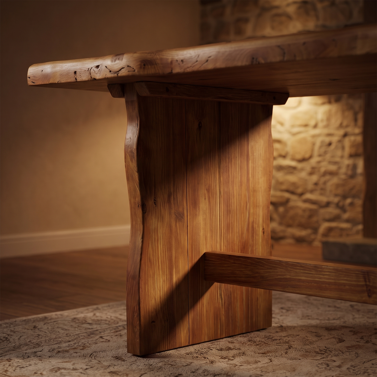 63 inch Live Edge Solid Wood Executive Desk - ultra luxury detail