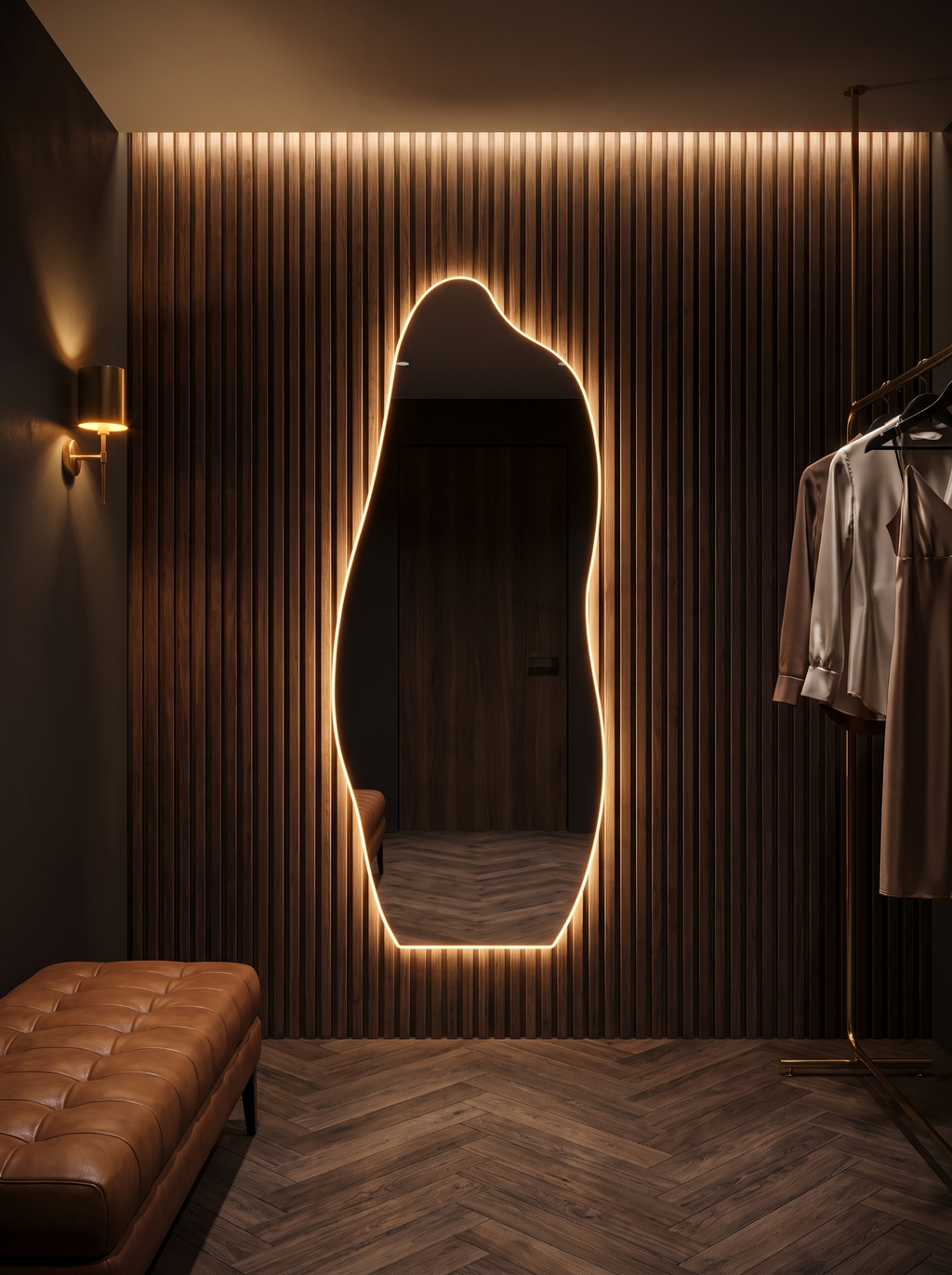 Asymmetrical Full-Length LED Wall Mirror moody luxury hero