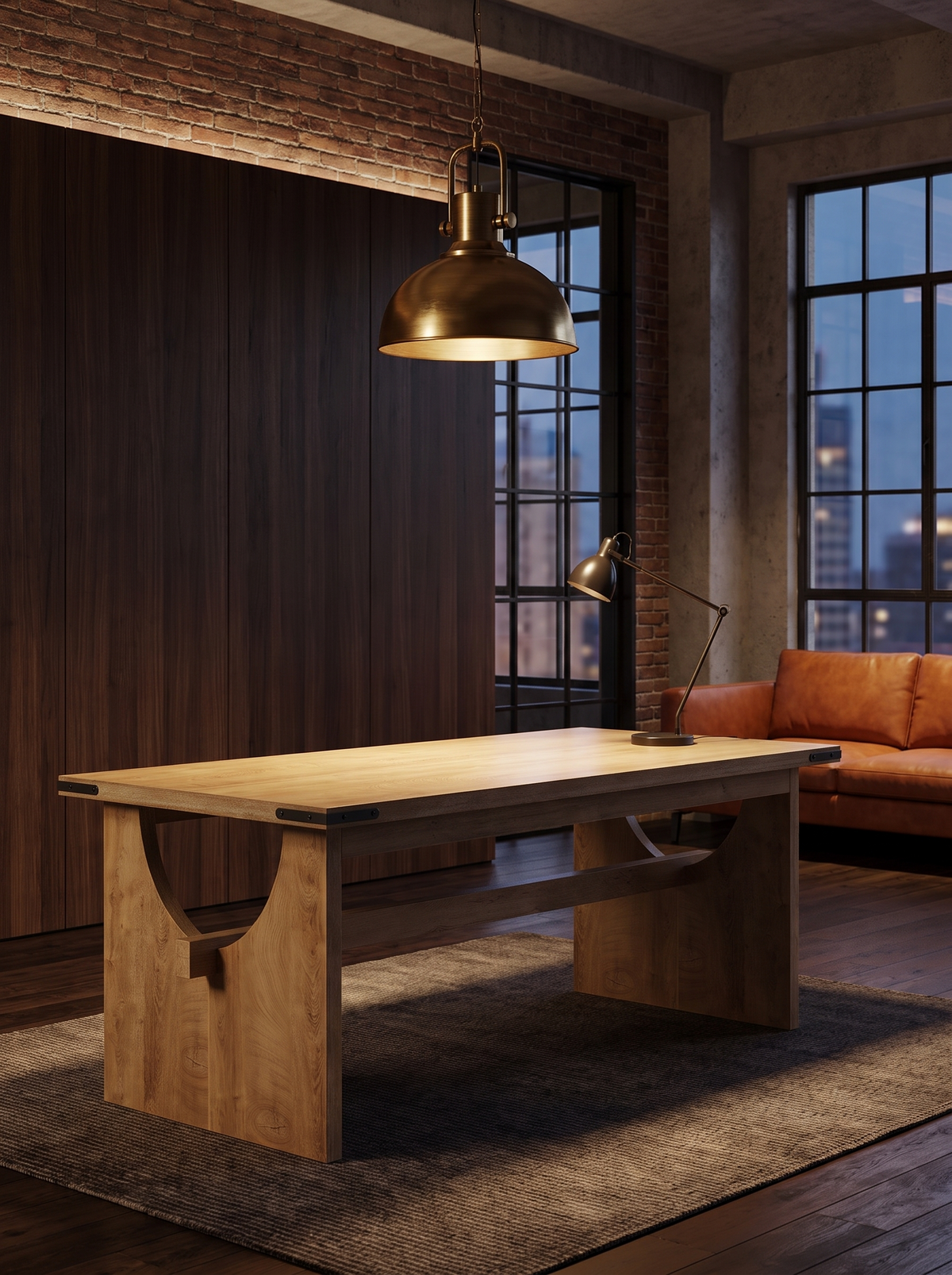 63" Farmhouse Executive Desk with Sturdy Legs luxury lifestyle A