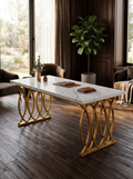 63" White & Gold Faux Marble Meeting Desk luxury lifestyle C