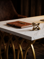 63" White & Gold Faux Marble Meeting Desk luxury lifestyle D