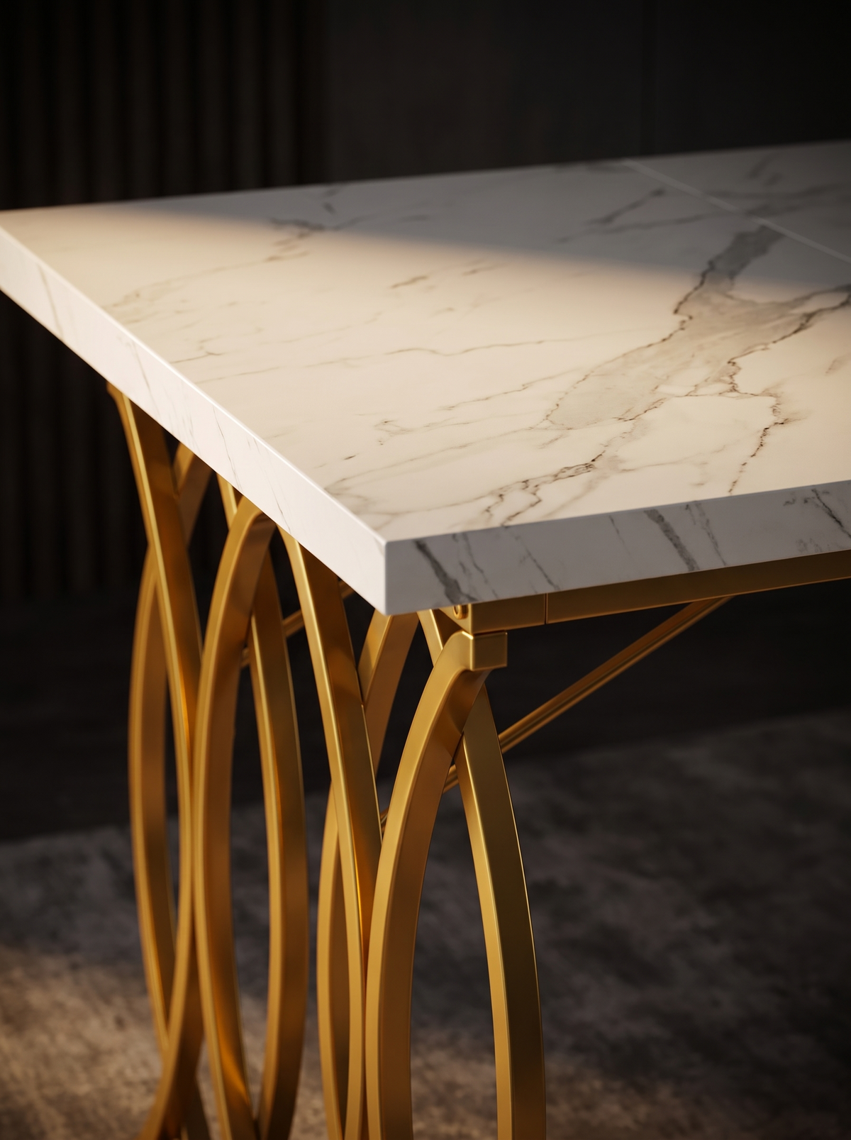 63" White & Gold Faux Marble Meeting Desk luxury lifestyle B