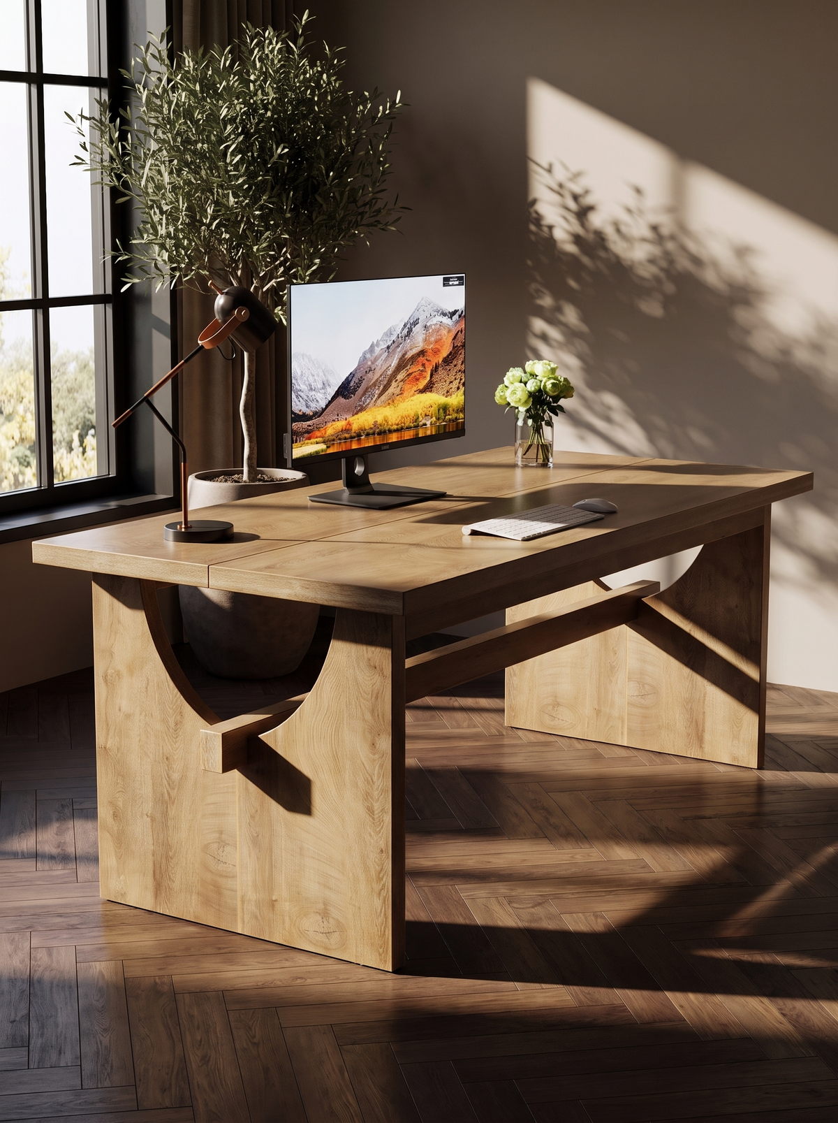 63" Farmhouse Executive Desk with Sturdy Legs luxury lifestyle C
