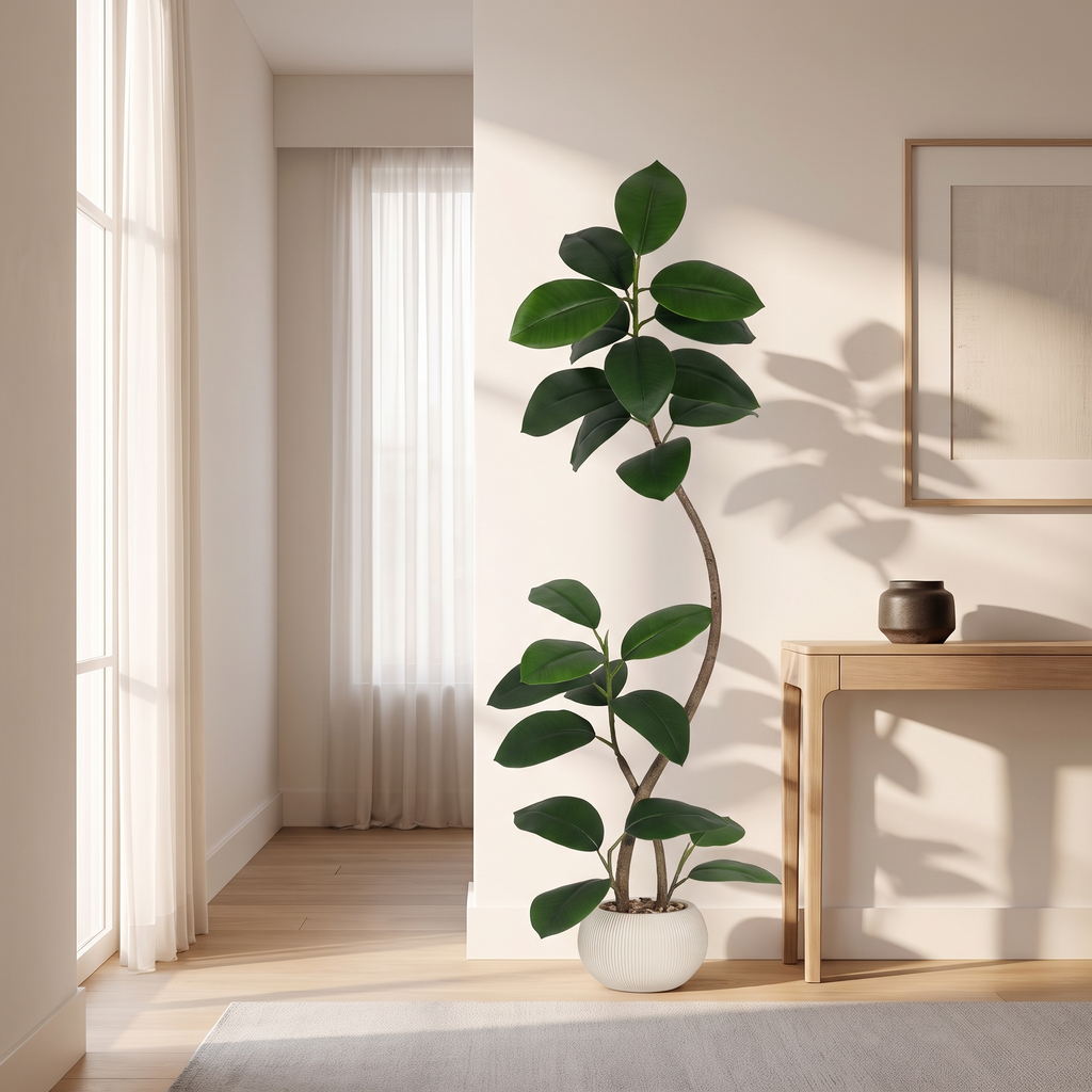 6ft Artificial Rubber Tree luxury lifestyle entryway